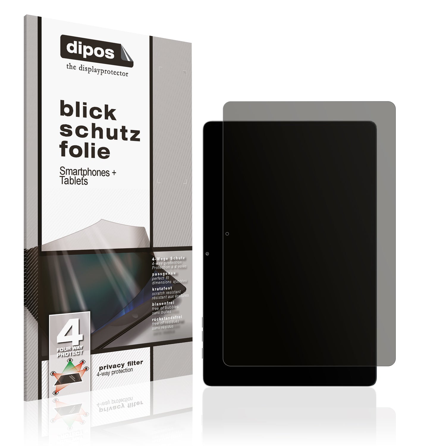 Blickschutzfolie von dipos passend für Umidigi G9 Tab, präziser Zuschnitt und blasenfrei montiert