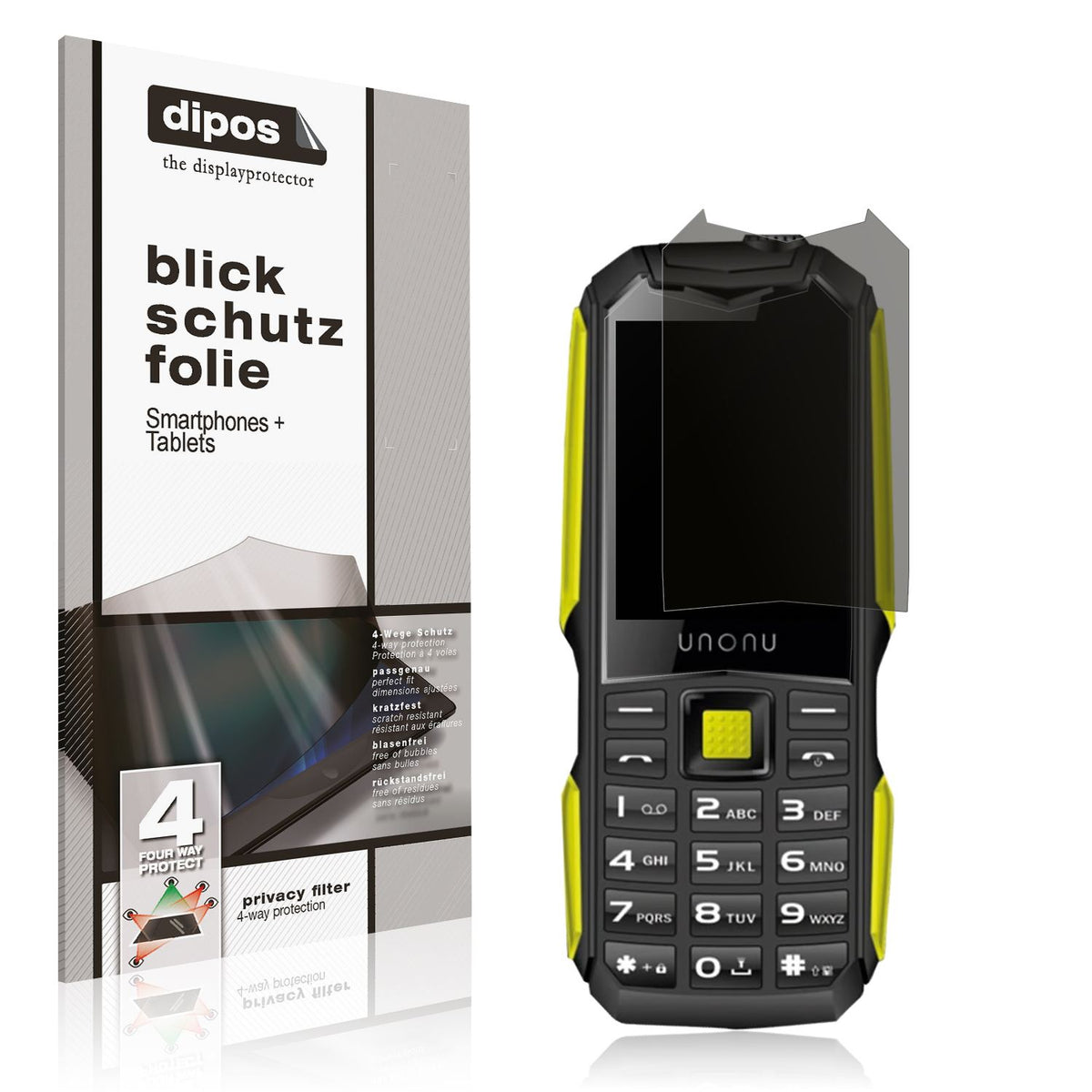 Blickschutzfolie von dipos passend für Unonu UR5L, präziser Zuschnitt und blasenfrei montiert