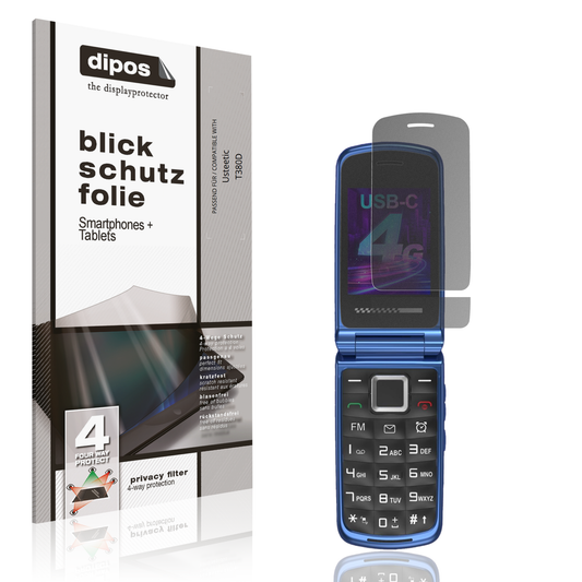Blickschutzfolie von dipos passend für Usteetic T380D, präziser Zuschnitt und blasenfrei montiert