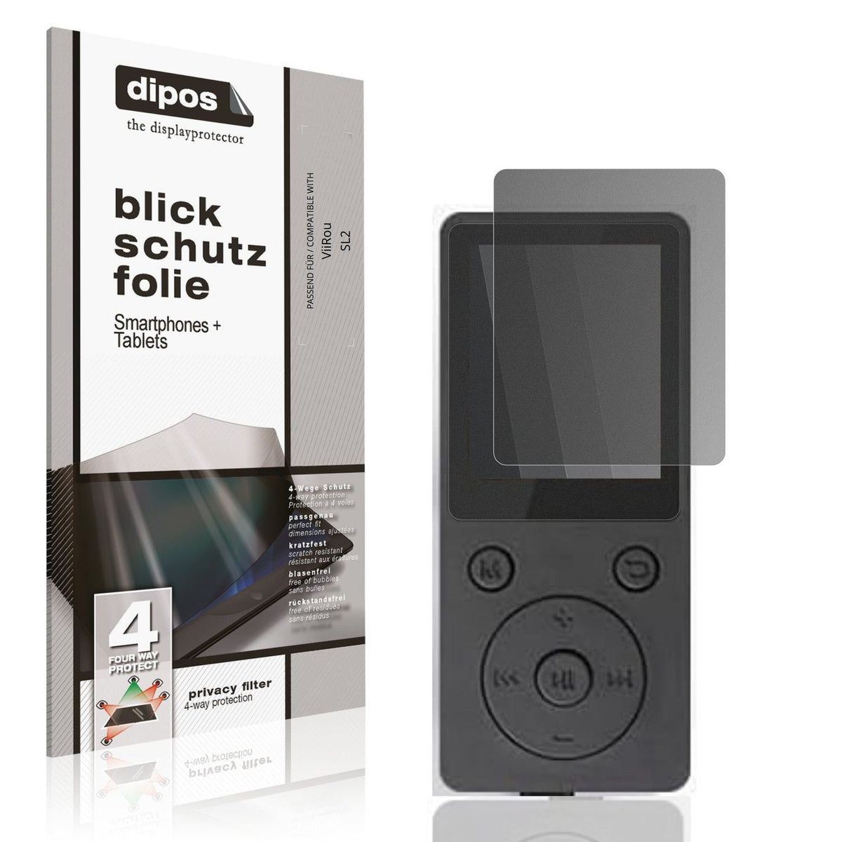 Blickschutzfolie von dipos passend für ViiRou SL2, präziser Zuschnitt und blasenfrei montiert