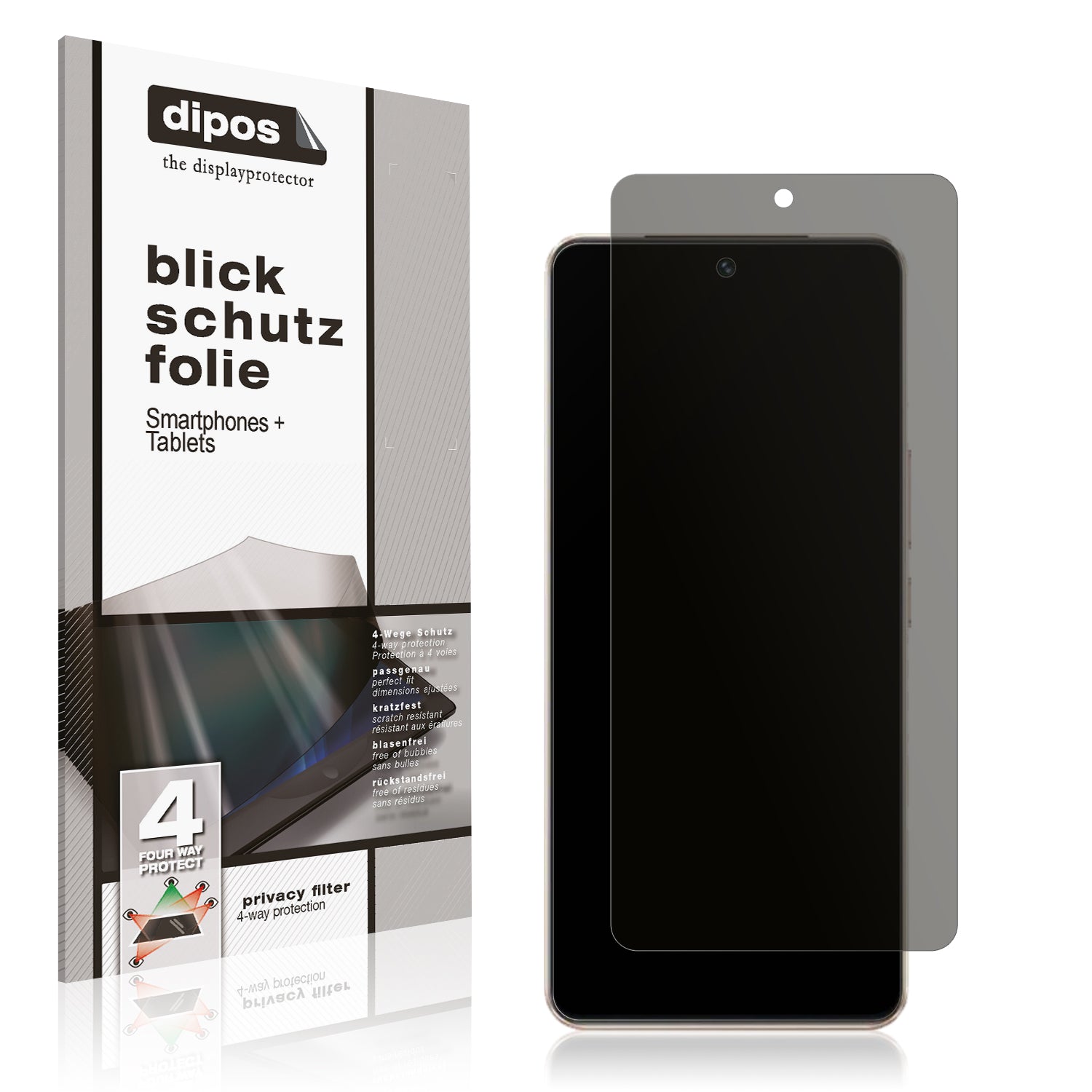 Blickschutzfolie von dipos passend für VIVO Y200, präziser Zuschnitt und blasenfrei montiert