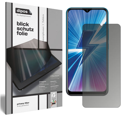 Blickschutzfolie von dipos passend für Vivo Y3, präziser Zuschnitt und blasenfrei montiert