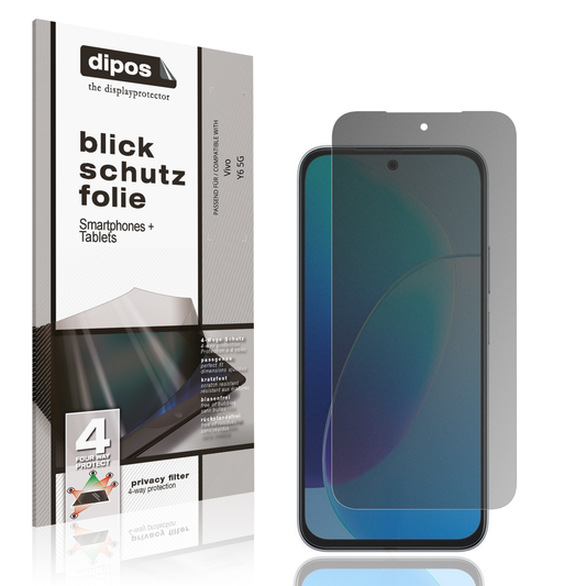 Blickschutzfolie von dipos passend für Vivo Y6 5G, präziser Zuschnitt und blasenfrei montiert
