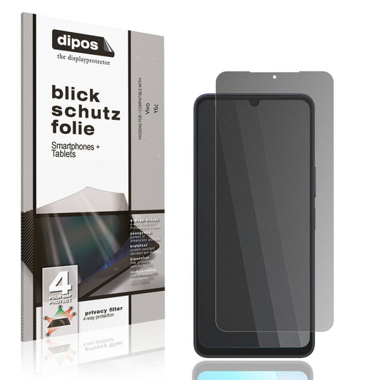 Blickschutzfolie von dipos passend für Vivo Y6c, präziser Zuschnitt und blasenfrei montiert