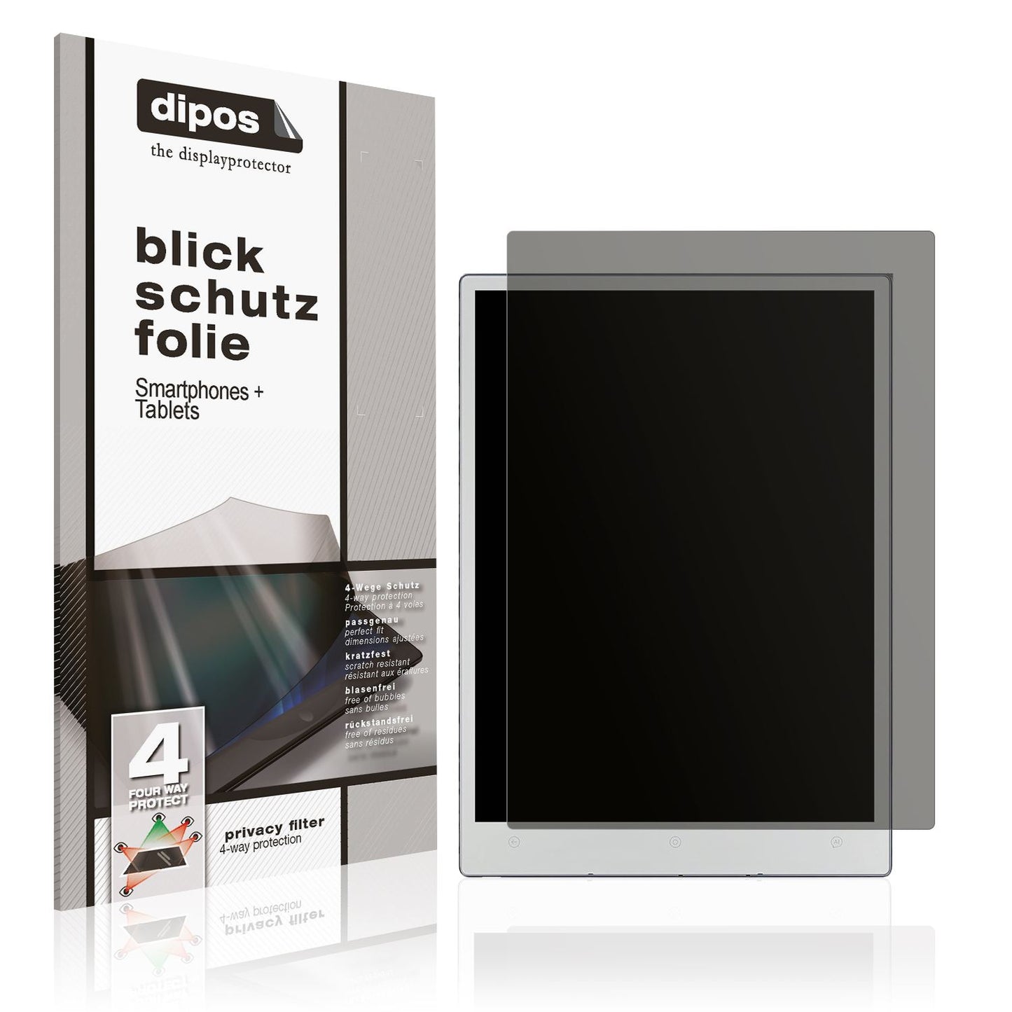 Blickschutzfolie von dipos passend für Viwoods AiPaper Carta 1300, präziser Zuschnitt und blasenfrei montiert