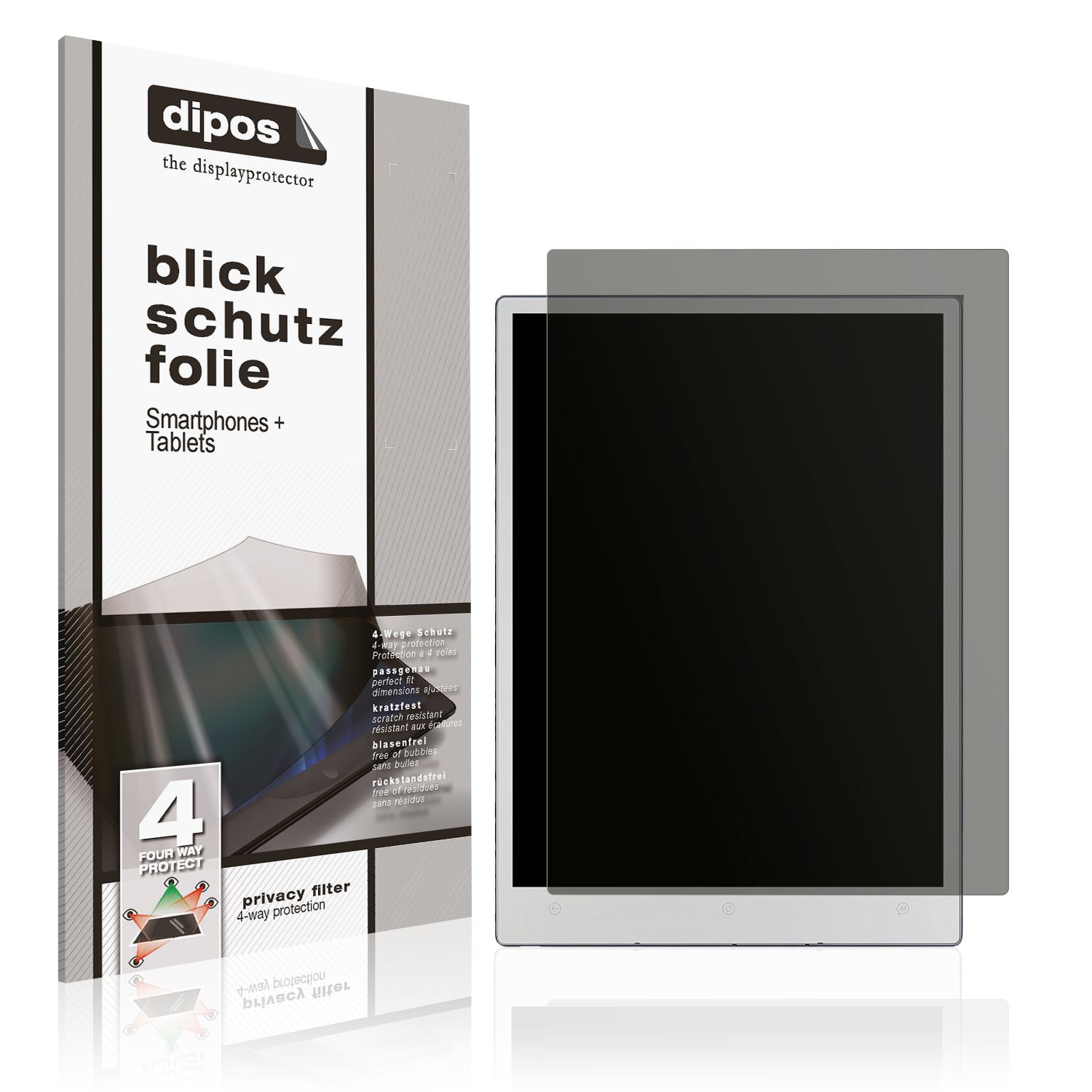 Blickschutzfolie von dipos passend für Viwoods AiPaper Carta 1300, präziser Zuschnitt und blasenfrei montiert