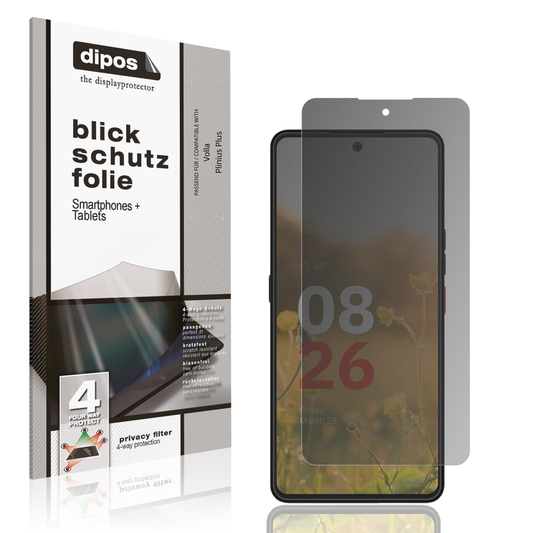 Blickschutzfolie von dipos passend für Volla Plinius Plus, präziser Zuschnitt und blasenfrei montiert