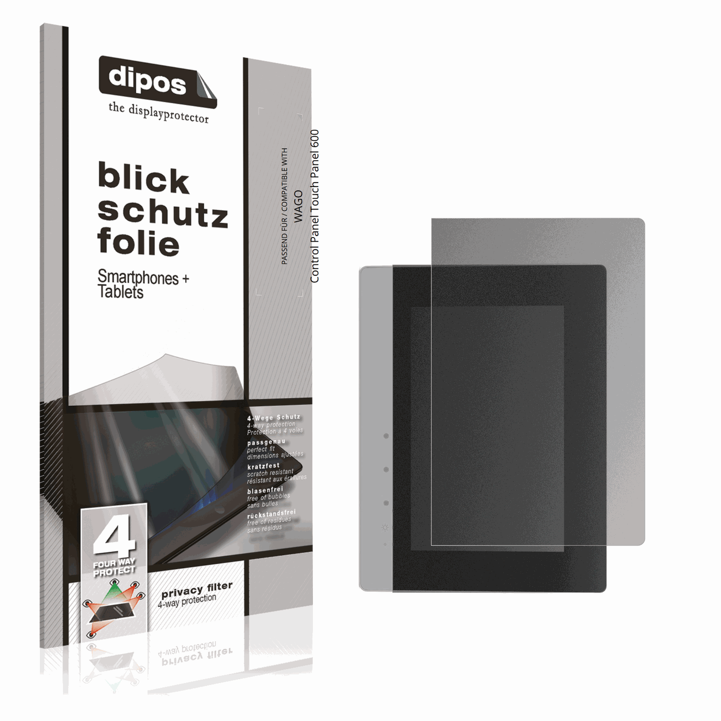 Blickschutzfolie von dipos passend f�r WAGO Control Panel Touch Panel 600, pr�ziser Zuschnitt und blasenfrei montiert