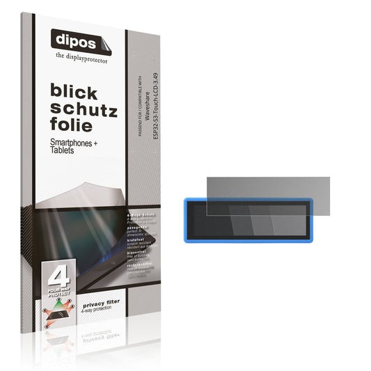 Blickschutzfolie von dipos passend für Waveshare ESP32-S3-Touch-LCD-3.49, präziser Zuschnitt und blasenfrei montiert