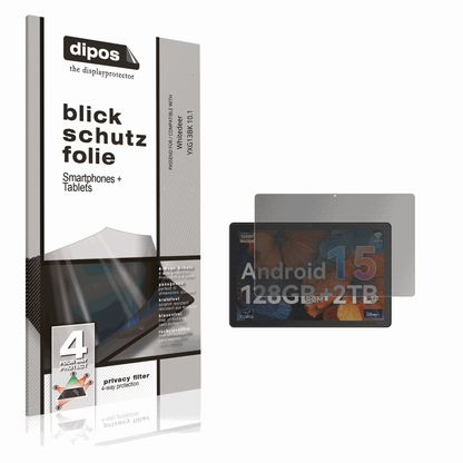 Blickschutzfolie von dipos passend für Whitedeer YXG13BK 10.1, präziser Zuschnitt und blasenfrei montiert