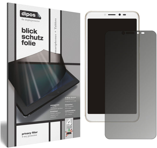 Blickschutzfolie von dipos passend für Wiko Sunny 4 Plus, präziser Zuschnitt und blasenfrei montiert