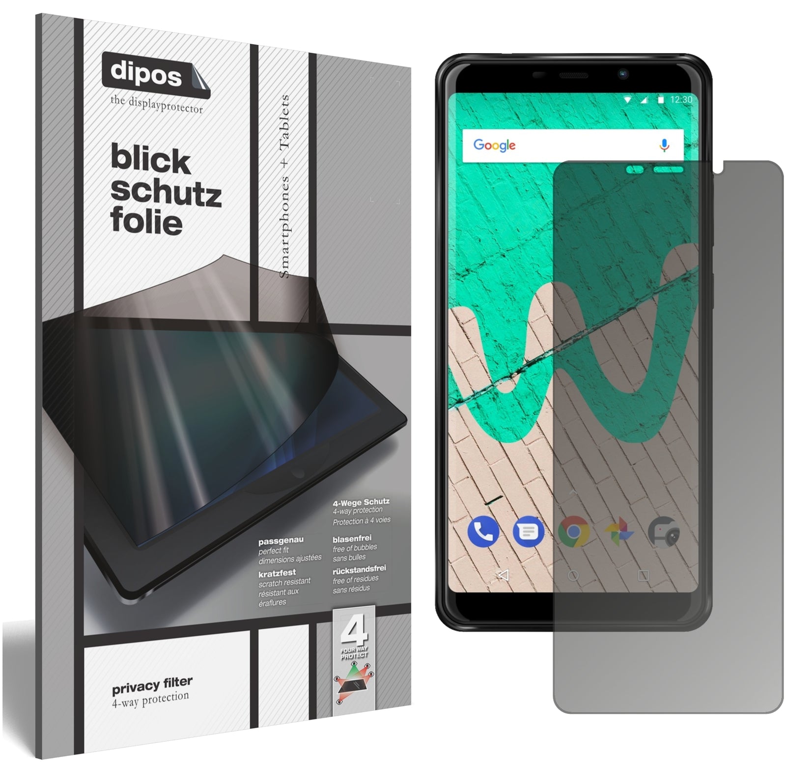 Blickschutzfolie von dipos passend für Wiko View Max, präziser Zuschnitt und blasenfrei montiert