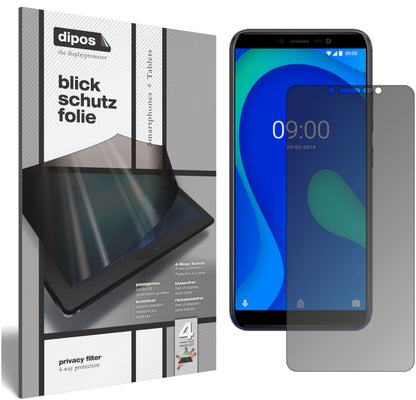 Blickschutzfolie von dipos passend für Wiko Y80, präziser Zuschnitt und blasenfrei montiert