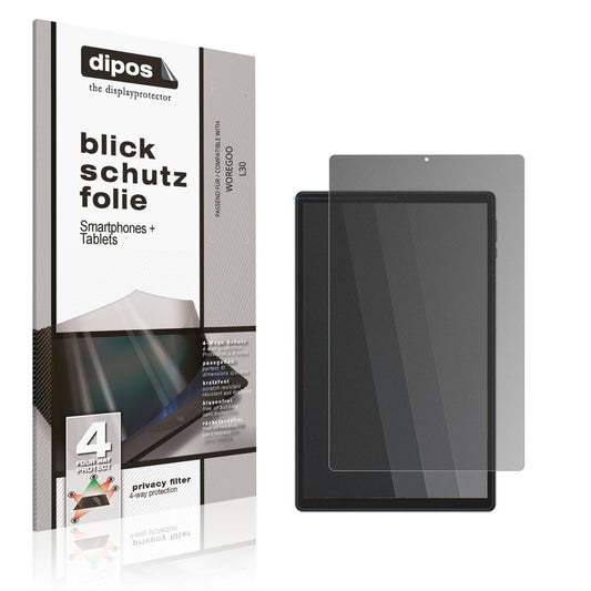 Blickschutzfolie von dipos passend für WOREGOO L30, präziser Zuschnitt und blasenfrei montiert