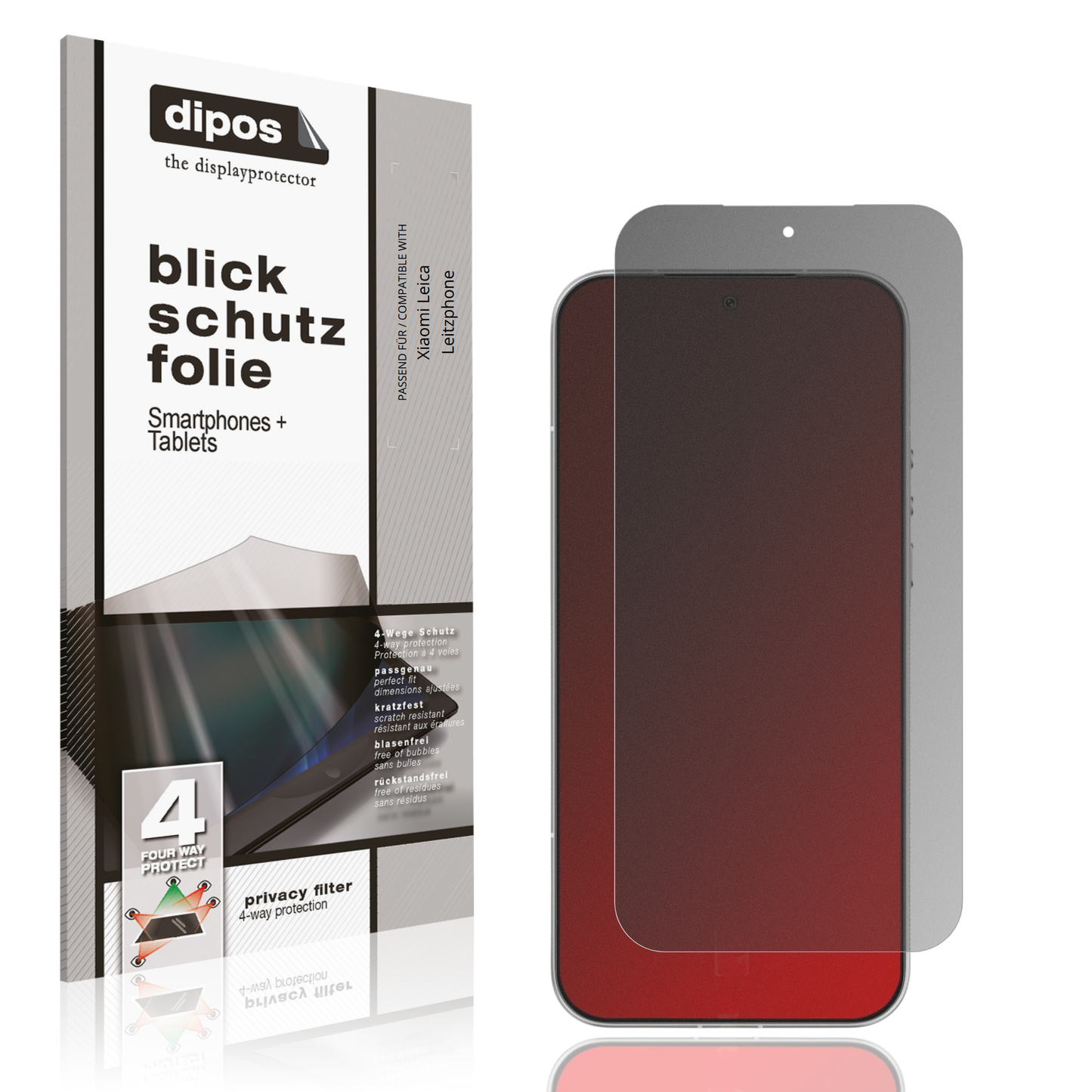 Blickschutzfolie von dipos passend für Xiaomi Leica Leitzphone, präziser Zuschnitt und blasenfrei montiert