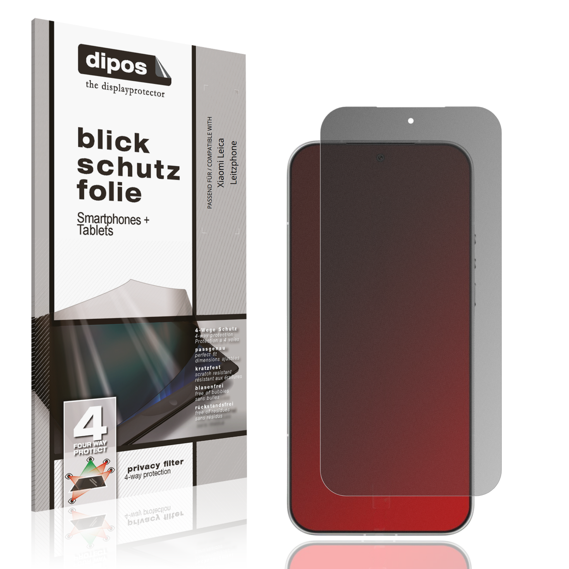 Blickschutzfolie von dipos passend für Xiaomi Leica Leitzphone, präziser Zuschnitt und blasenfrei montiert