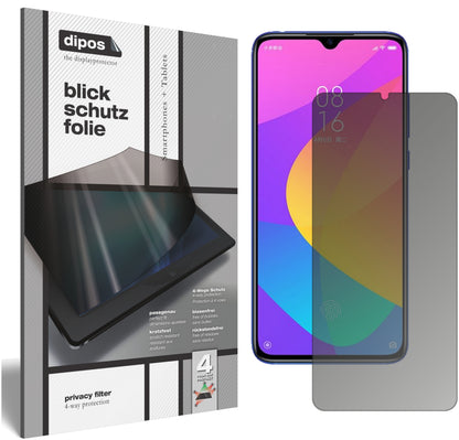 Blickschutzfolie von dipos passend für Xiaomi Mi 9 Lite, präziser Zuschnitt und blasenfrei montiert