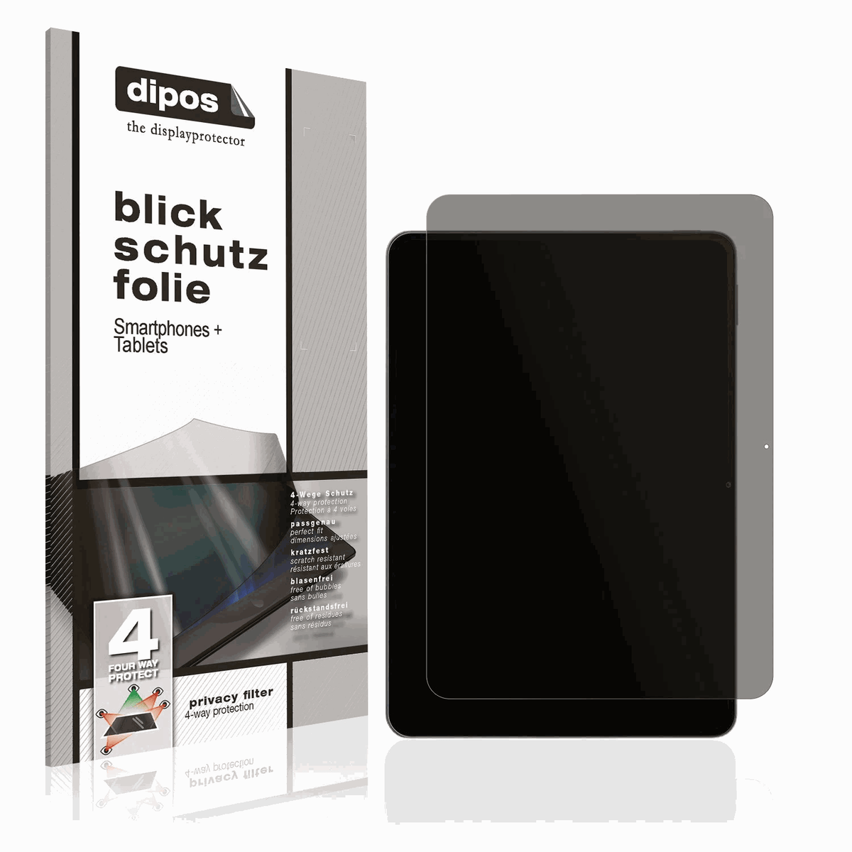 Blickschutzfolie von dipos passend für Xiaomi Pad 7, präziser Zuschnitt und blasenfrei montiert