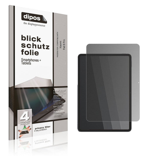 Blickschutzfolie von dipos passend für Xiaomi Pad 8 Pro, präziser Zuschnitt und blasenfrei montiert