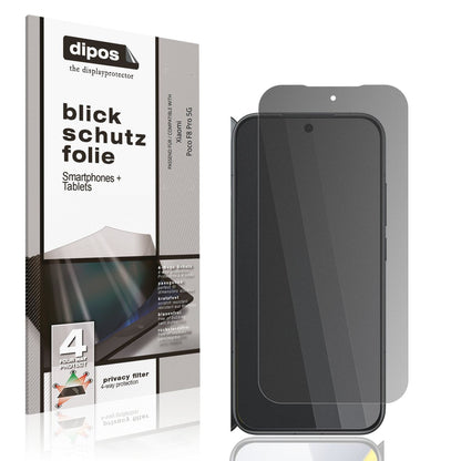 Blickschutzfolie von dipos passend für Xiaomi Poco F8 Pro 5G, präziser Zuschnitt und blasenfrei montiert