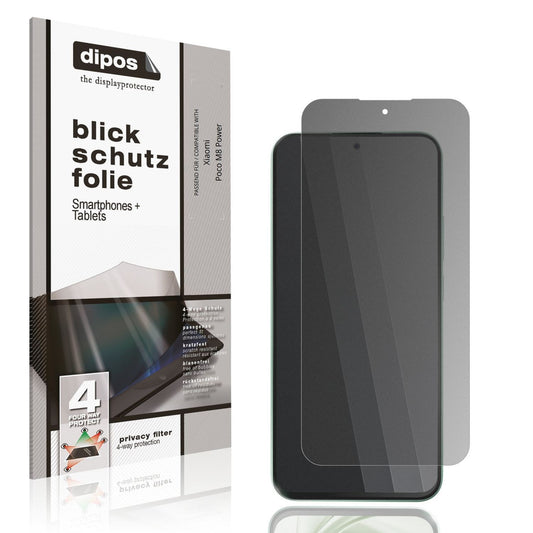 Blickschutzfolie von dipos passend für Xiaomi Poco M8 Power, präziser Zuschnitt und blasenfrei montiert