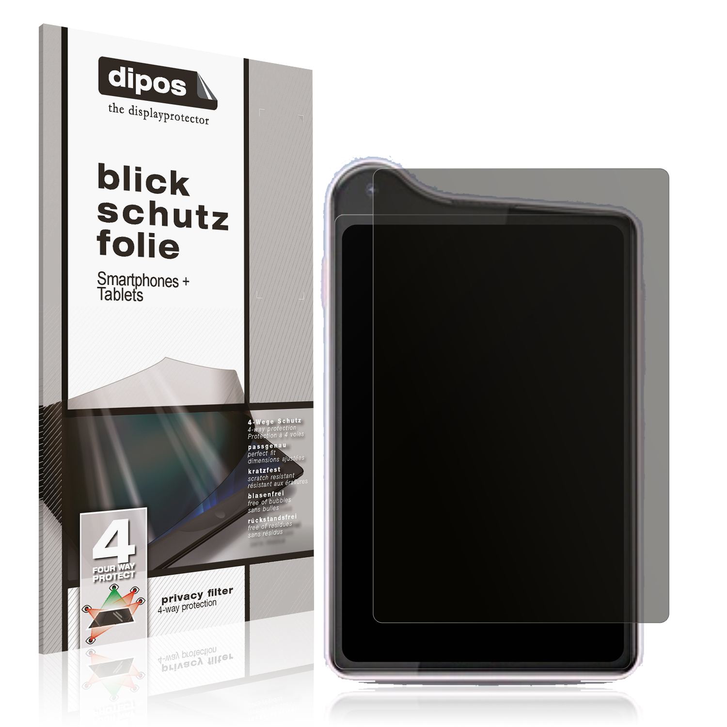 Blickschutzfolie von dipos passend für Xiaomi Qin K25, präziser Zuschnitt und blasenfrei montiert