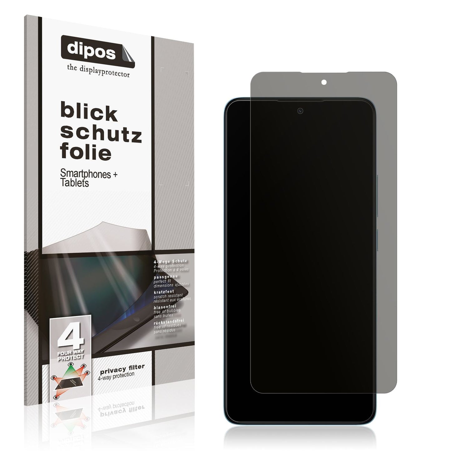 Blickschutzfolie von dipos passend für Xiaomi Redmi 15C, präziser Zuschnitt und blasenfrei montiert