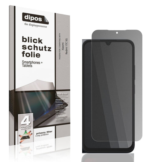 Blickschutzfolie von dipos passend für Xiaomi Redmi 17C 5G, präziser Zuschnitt und blasenfrei montiert