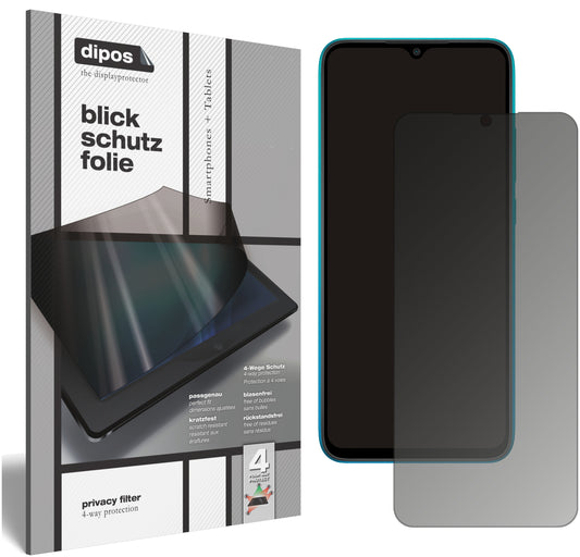 Blickschutzfolie von dipos passend für Xiaomi Redmi 9A Sport, präziser Zuschnitt und blasenfrei montiert