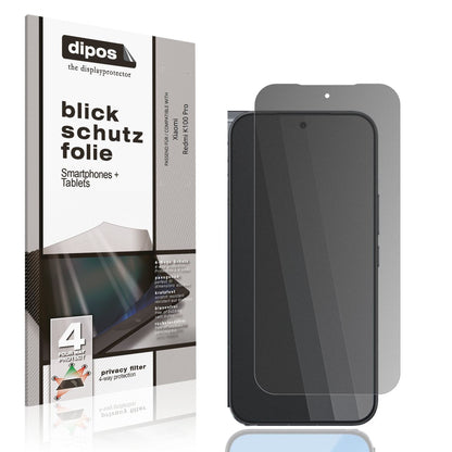Blickschutzfolie von dipos passend für Xiaomi Redmi K100 Pro, präziser Zuschnitt und blasenfrei montiert