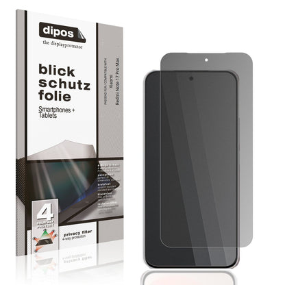 Blickschutzfolie von dipos passend für Xiaomi Redmi Note 17 Pro Max, präziser Zuschnitt und blasenfrei montiert