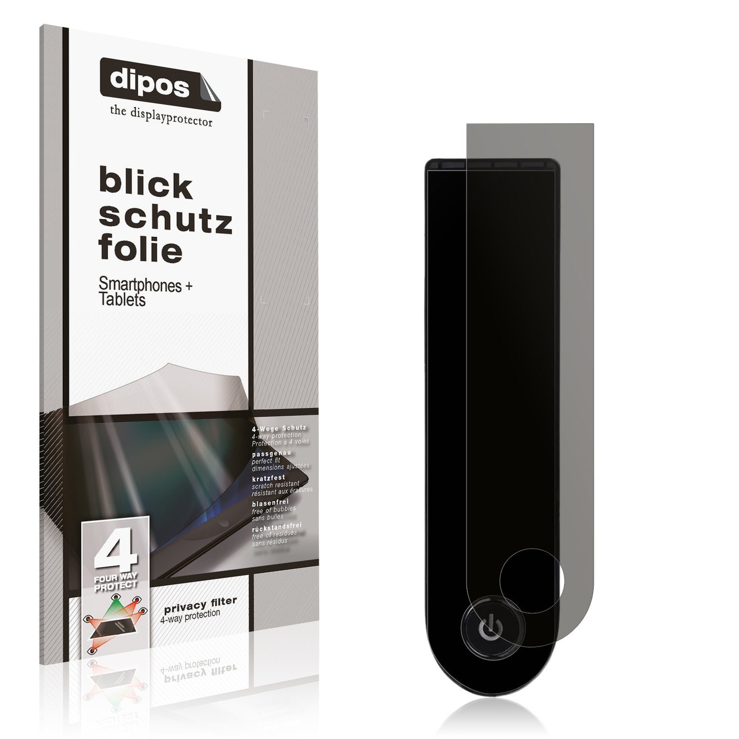 Blickschutzfolie von dipos passend für Xiaomi Scooter 5, präziser Zuschnitt und blasenfrei montiert