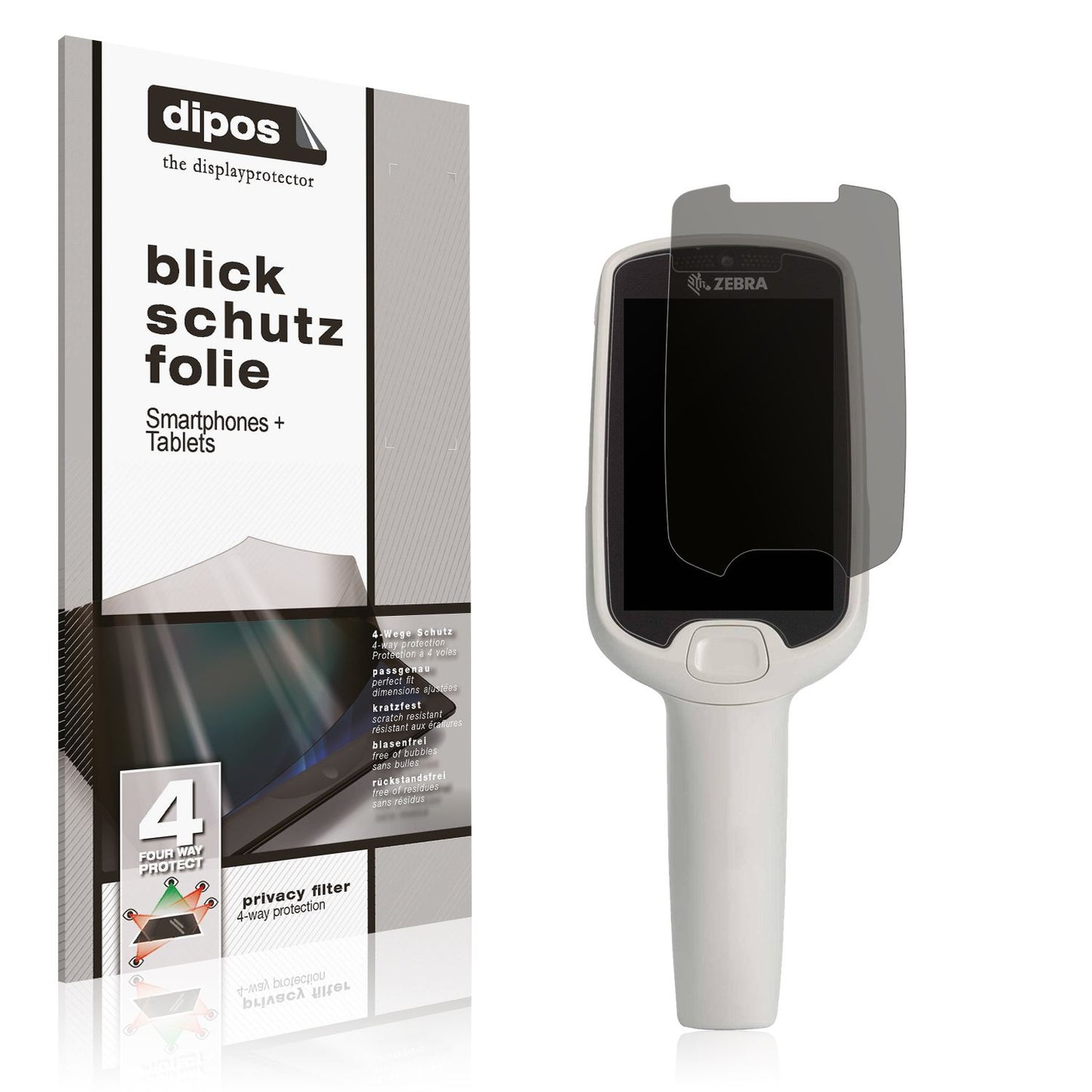 Blickschutzfolie von dipos passend für Zebra PS20, präziser Zuschnitt und blasenfrei montiert