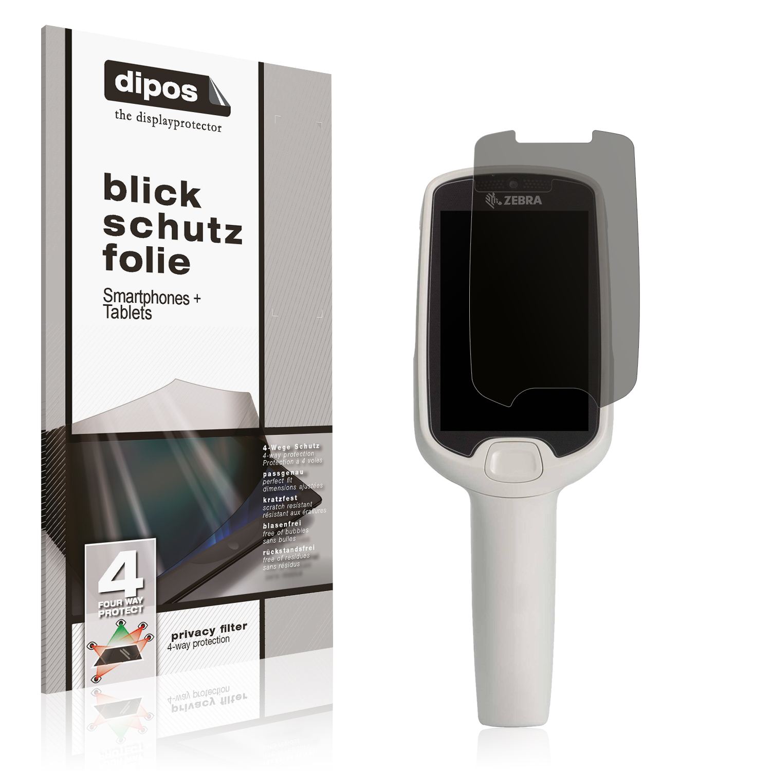 Blickschutzfolie von dipos passend für Zebra PS20, präziser Zuschnitt und blasenfrei montiert