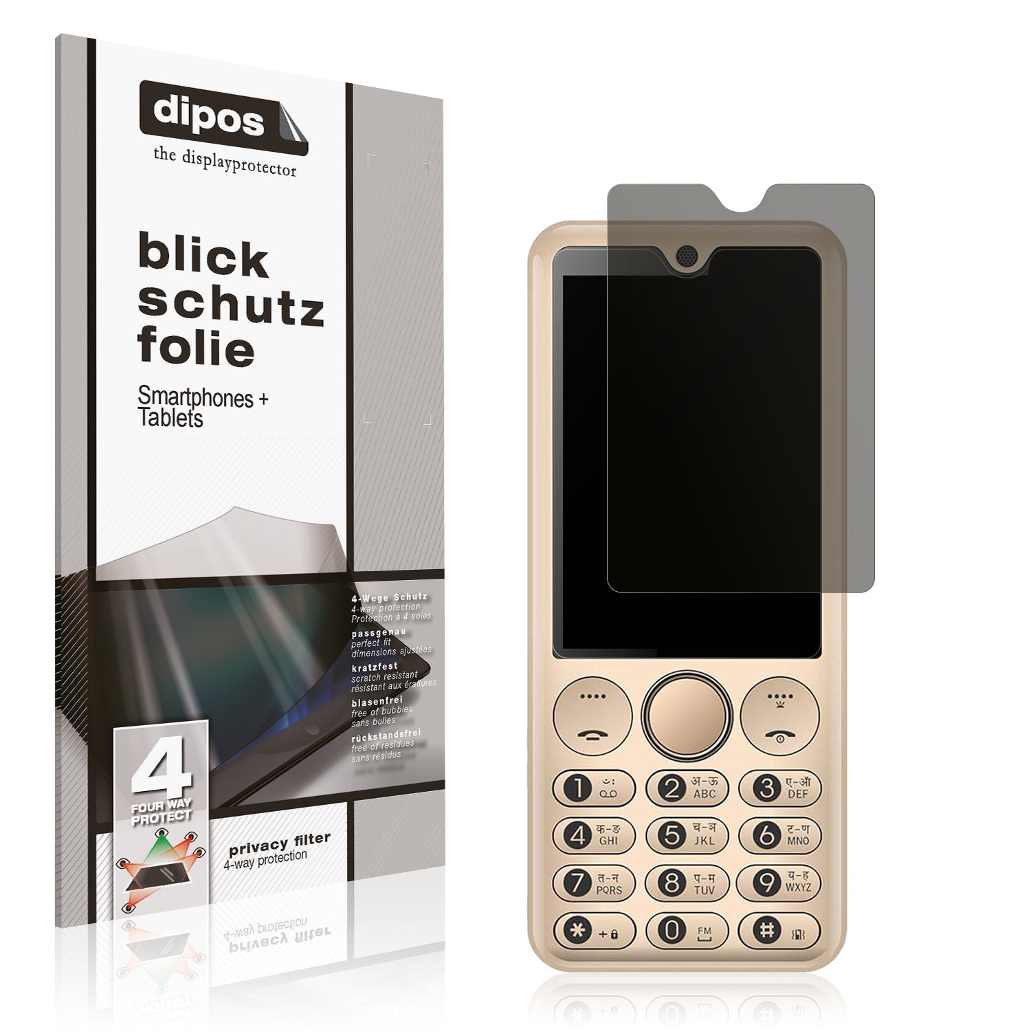 Blickschutzfolie von dipos passend für Ziox Z520, präziser Zuschnitt und blasenfrei montiert