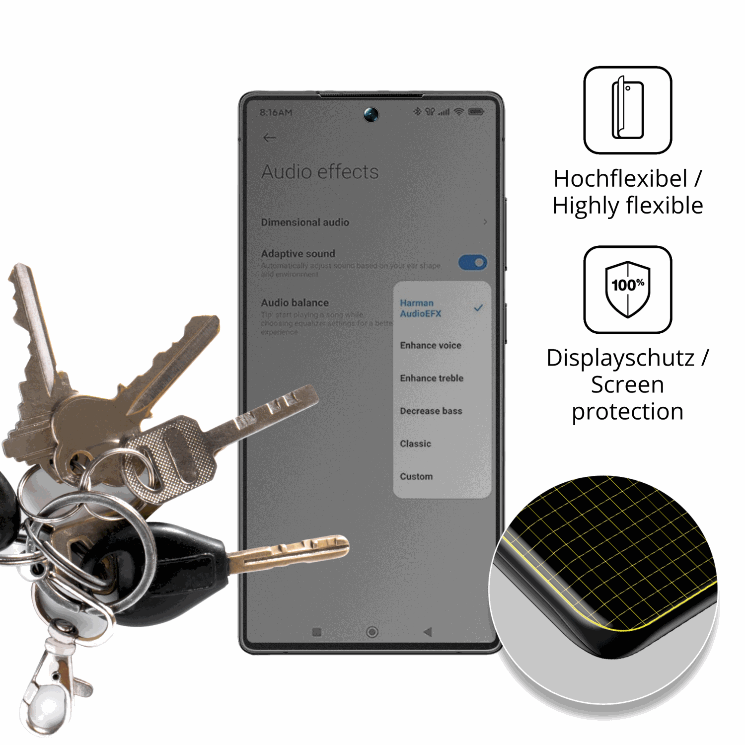 dipos Displayschutz für BLKE S B25, mit Blickschutzfilter und perfekter Passform auch für die Rundungen