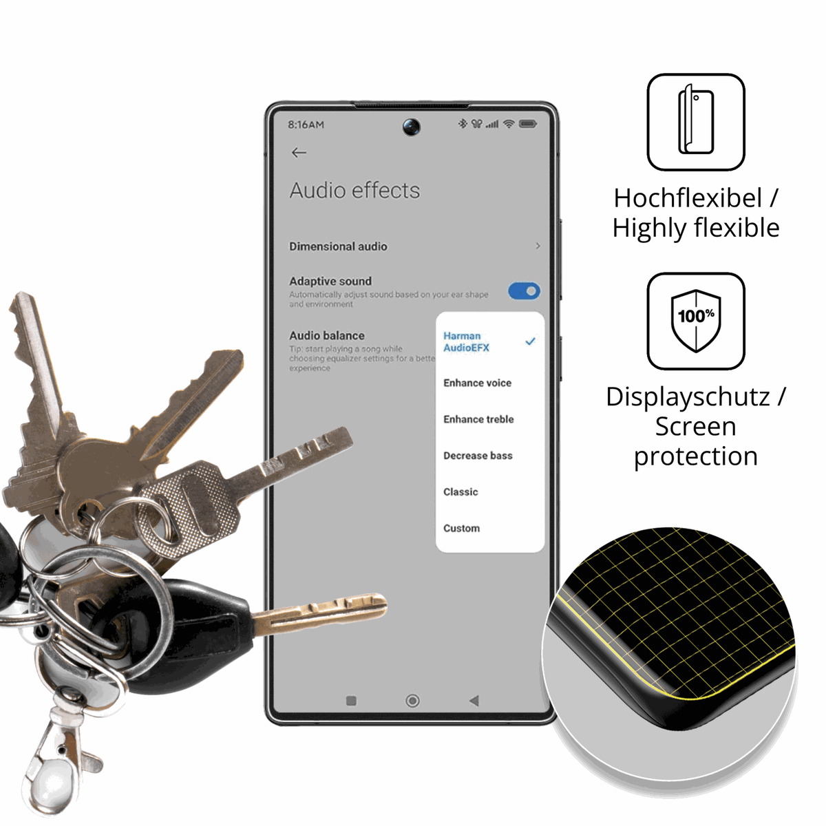dipos Displayschutz für BLKE S B25, transparente Oberfläche, perfekte Passform auch für die Rundungen