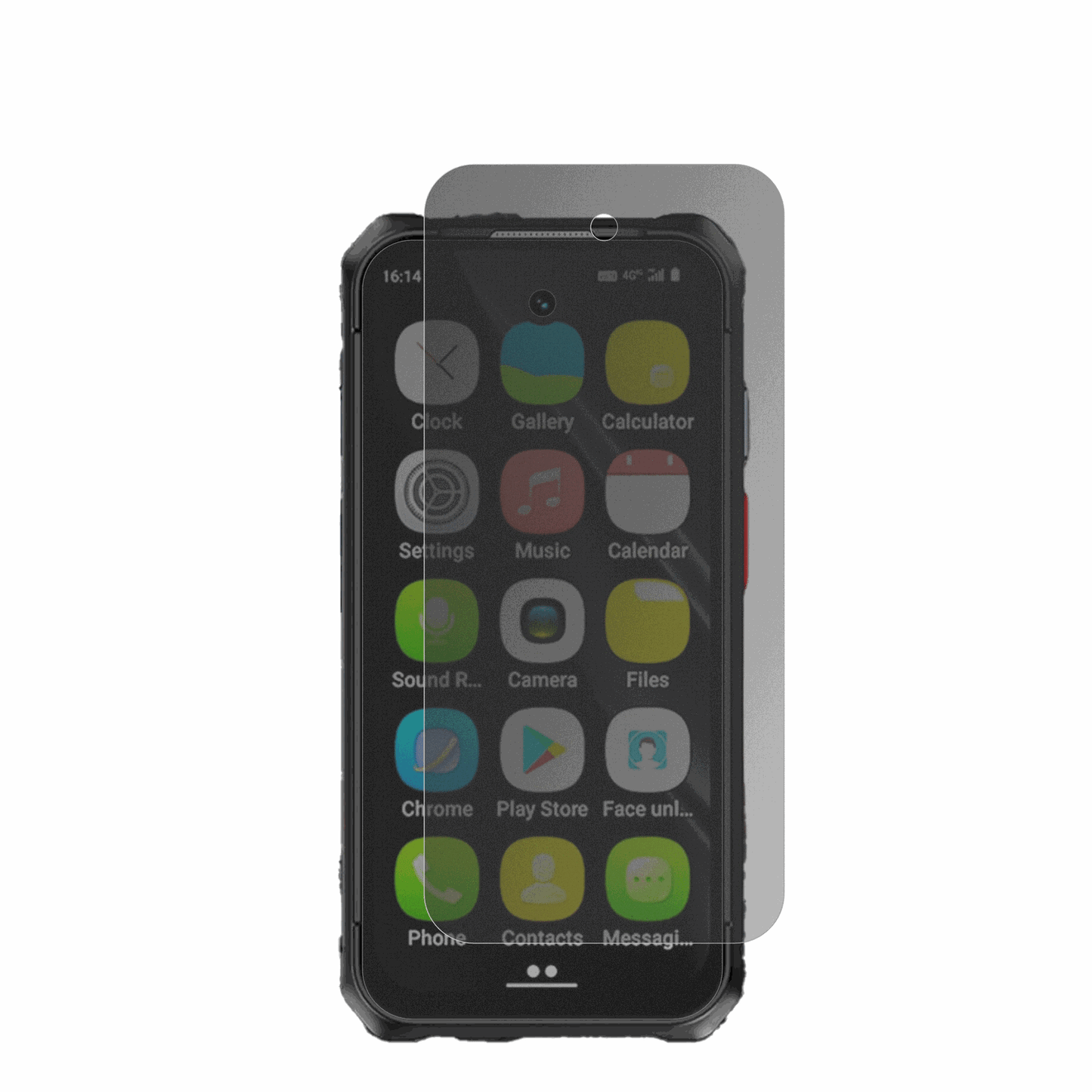BLKE MaxMini-Smartphone 3.7 Zoll mit aufgebrachtem dipos Displayschutz, der seitliche Einblicke blockiert