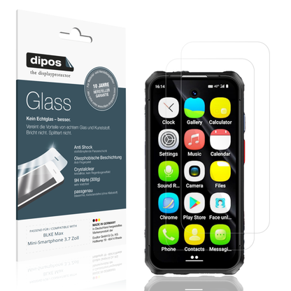 Klare Displayschutzfolie von dipos passend für BLKE Max Mini-Smartphone 3.7 Zoll, 9H kratzfest und blasenfrei montiert
