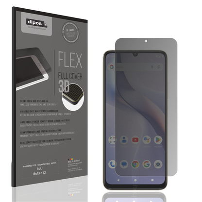 Blickschutzfolie von dipos passend für BLU Bold K12, 100% Displayabdeckung und blasenfreie Montage