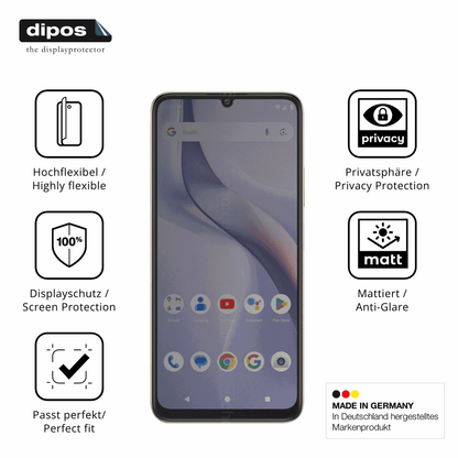 Flexible TPU-Folie passend zugeschnitten für BLU Bold K12, mit Privatsphäre-Schutz durch Sichtschutz-Folie
