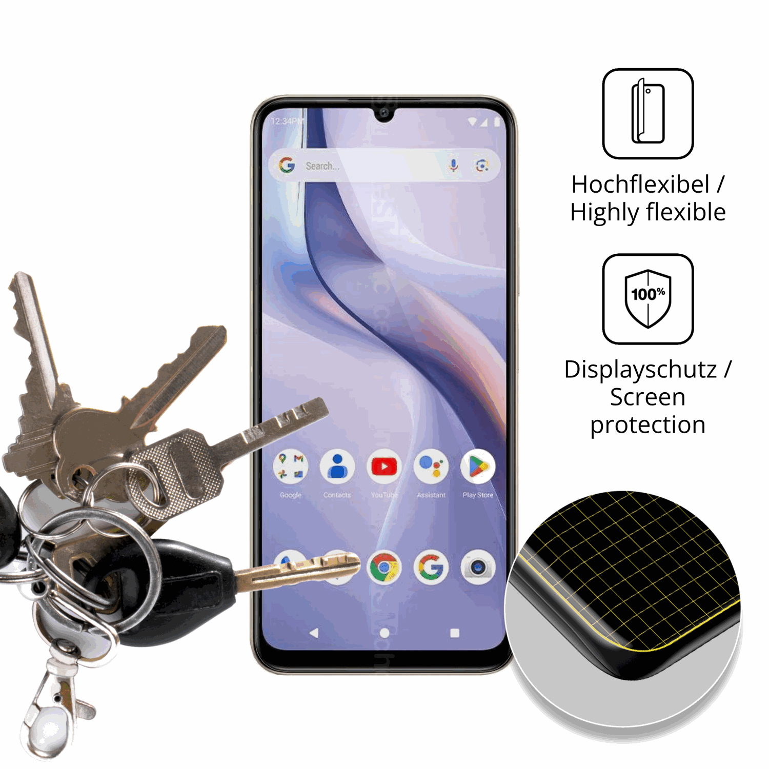 dipos Displayschutz für BLU Bold K12, transparente Oberfläche, geringe Dicke und perfekte Passform