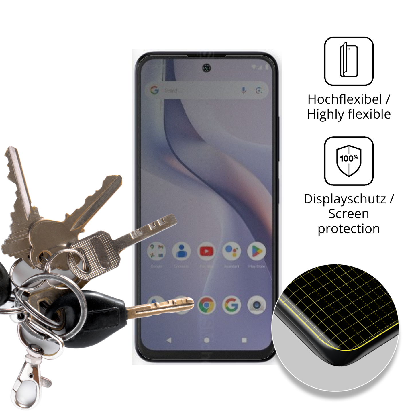 dipos Displayschutz für BLU Bold K22, mit Blickschutzfilter und perfekter Passform auch für die Rundungen