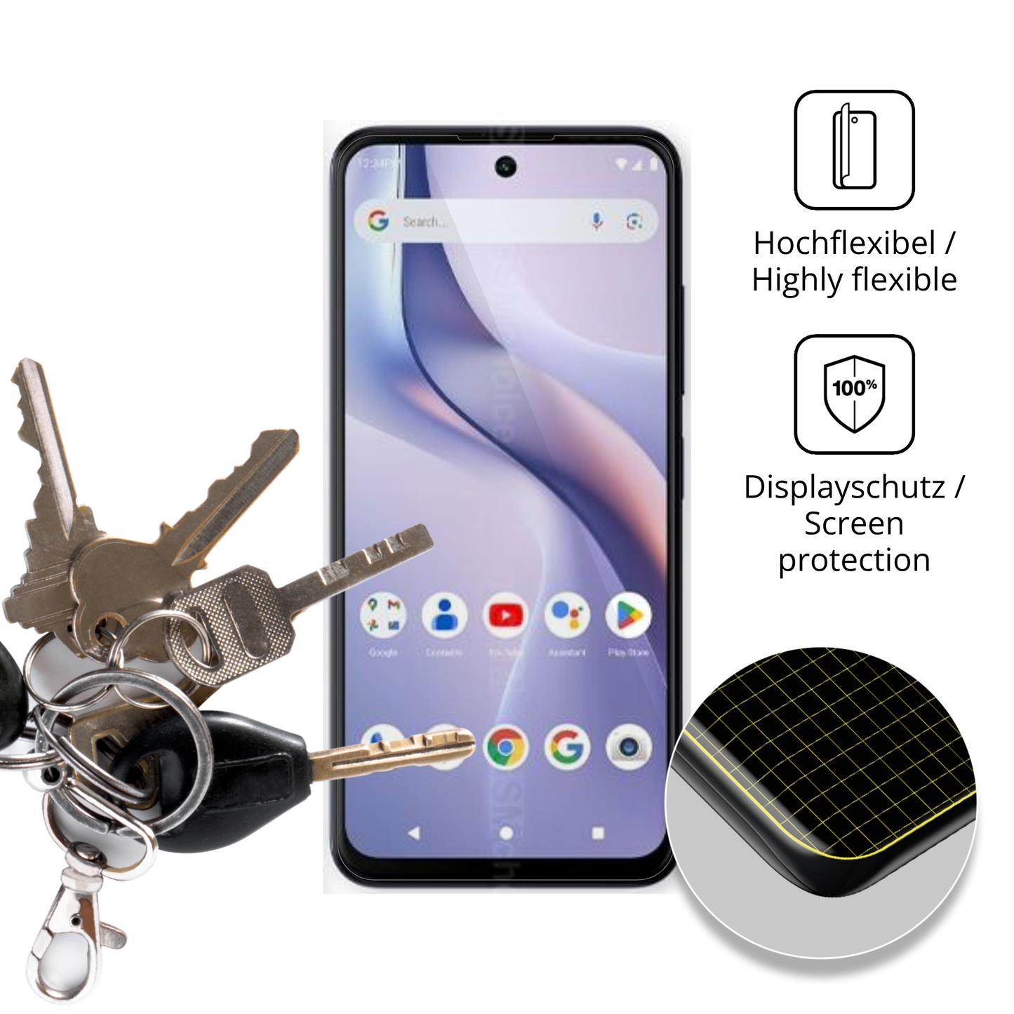 dipos Displayschutz für BLU Bold K22, transparente Oberfläche, geringe Dicke und perfekte Passform