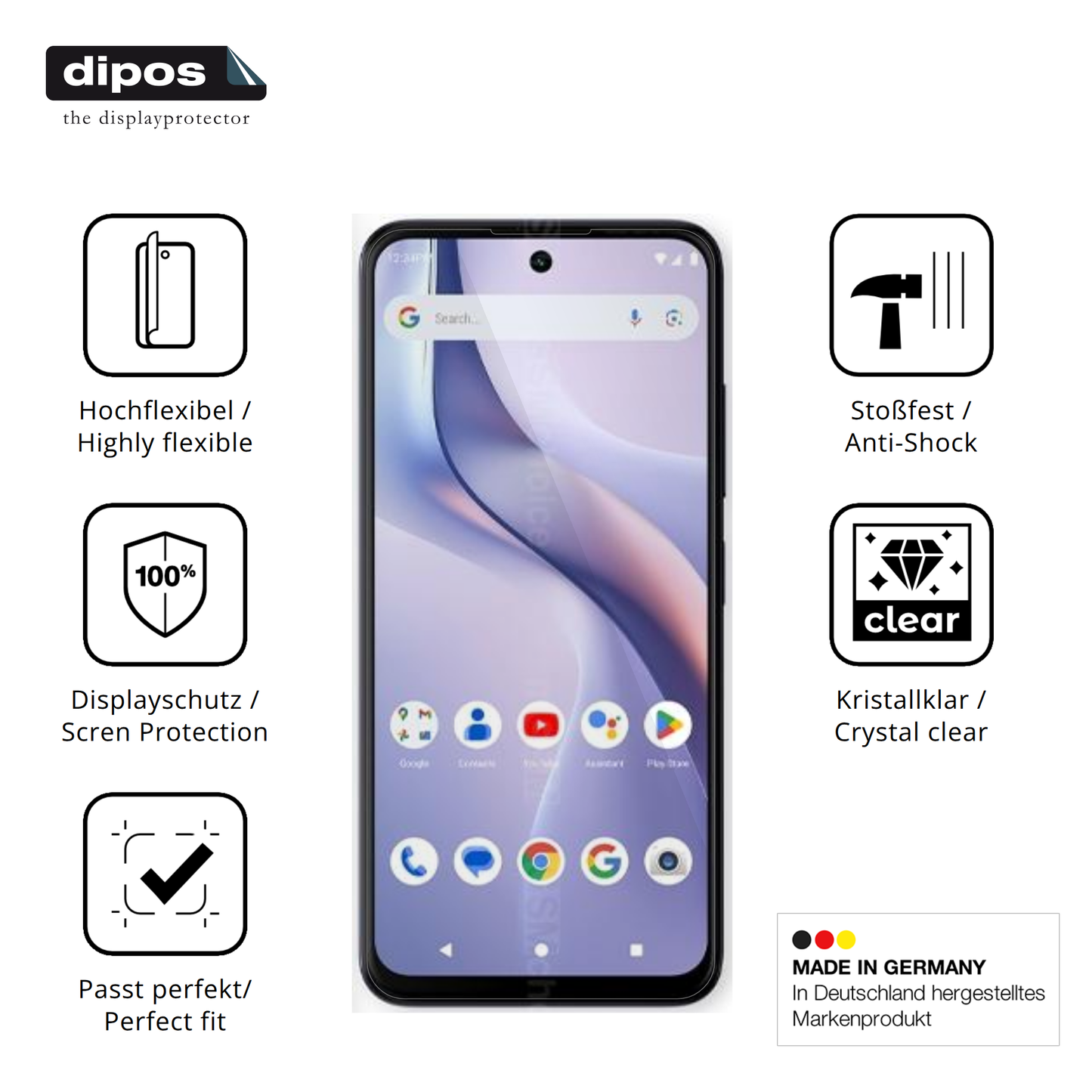 Displayschutz hergestellt in Deutschland, höchste Qualität made in Germany