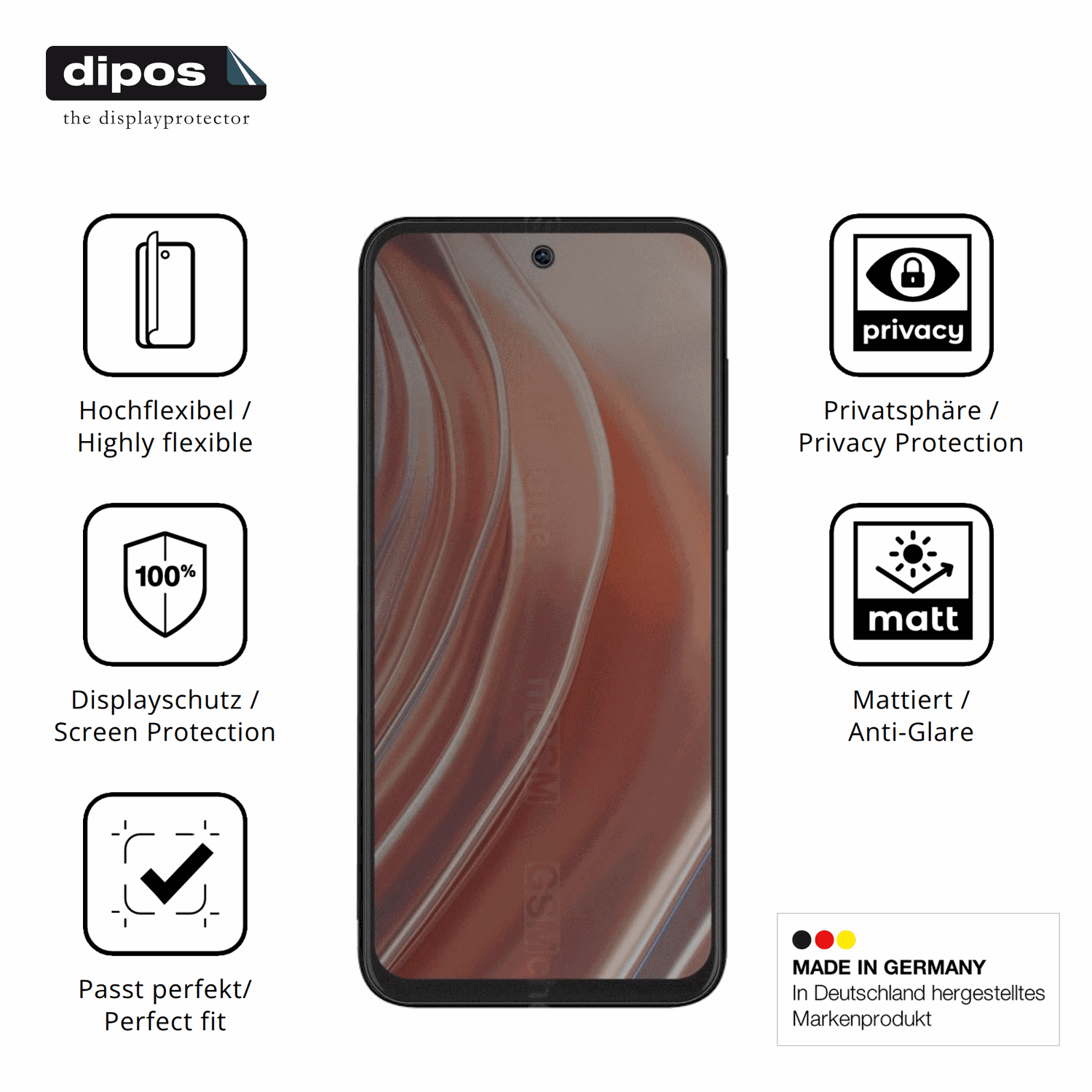 Flexible TPU-Folie passend zugeschnitten für BLU G45, mit Privatsphäre-Schutz durch Sichtschutz-Folie