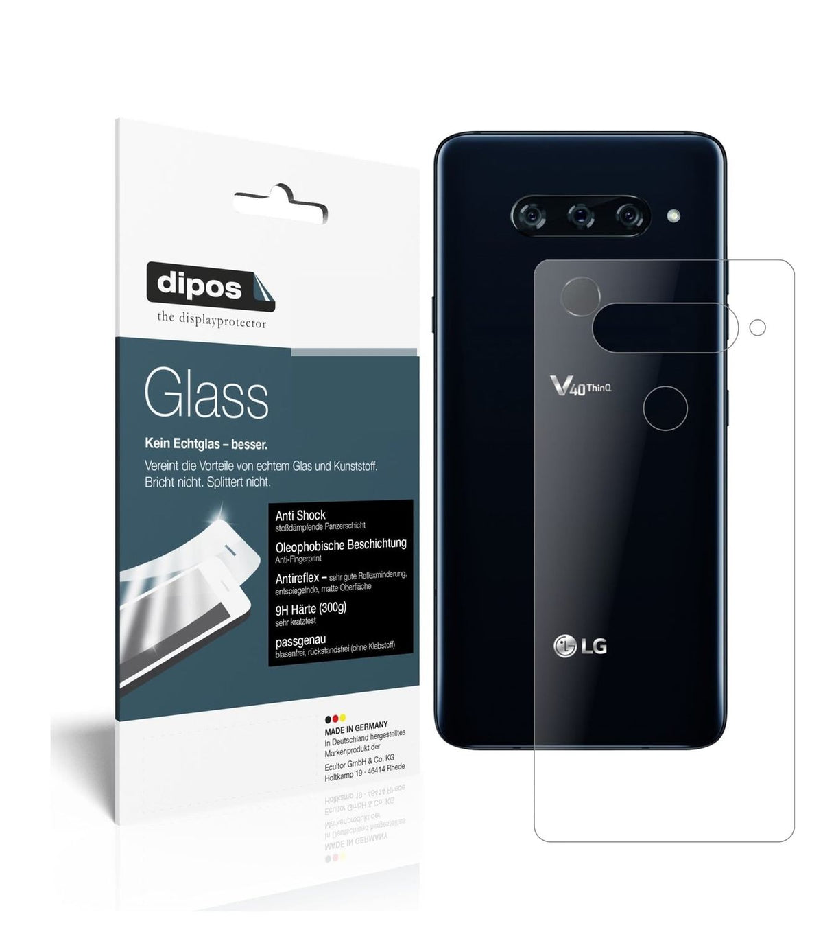 1x 9H Matte Screen Protector for LG V40 ThinQ Back Panzerfolie