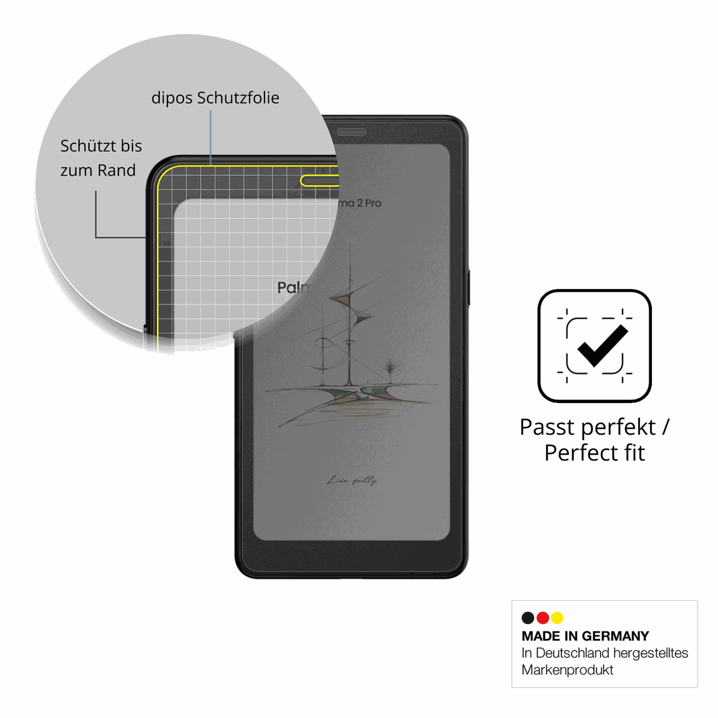 Schutz gegen Kratzer auf dem booxpalma 2 pro Glas durch Schlüssel oder Ähnliches