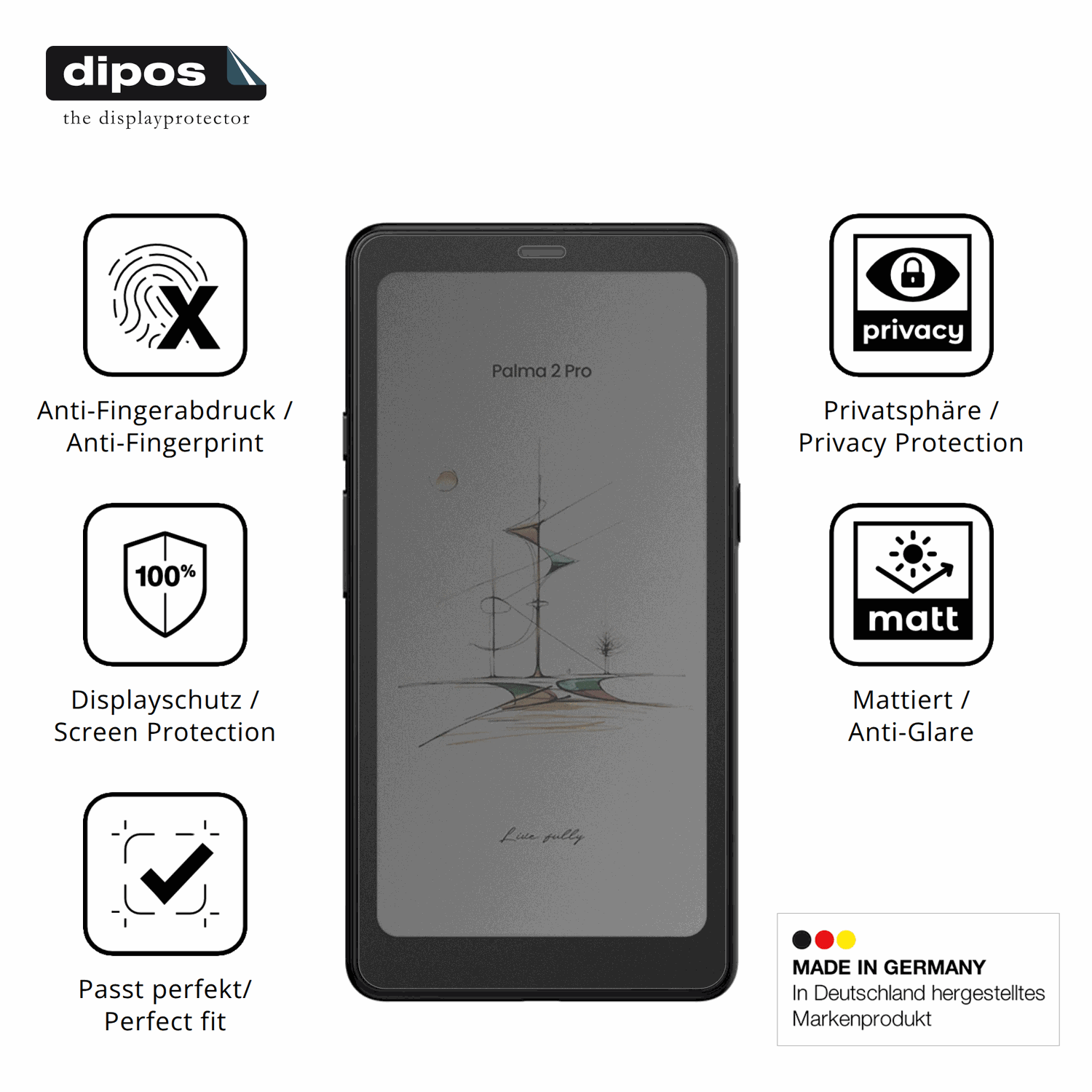 Privatsphäre-Schutz durch Sichtschutz-Folie passend zugeschnitten für booxpalma 2 pro