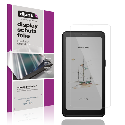 Klare Displayschutzfolie von dipos passend für booxpalma 2 pro, präziser Zuschnitt und blasenfrei montiert